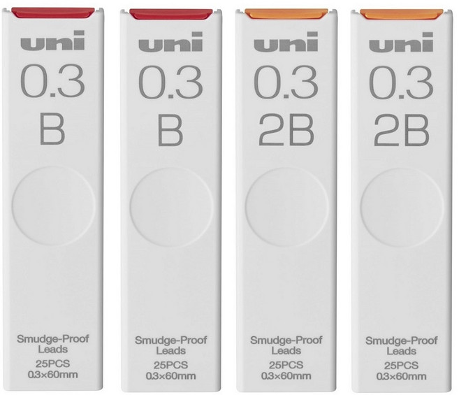 유니 샤프심 0.3mm UNI UL-S-0.3, 1세트, 0.3 (B+B+2B+2B)