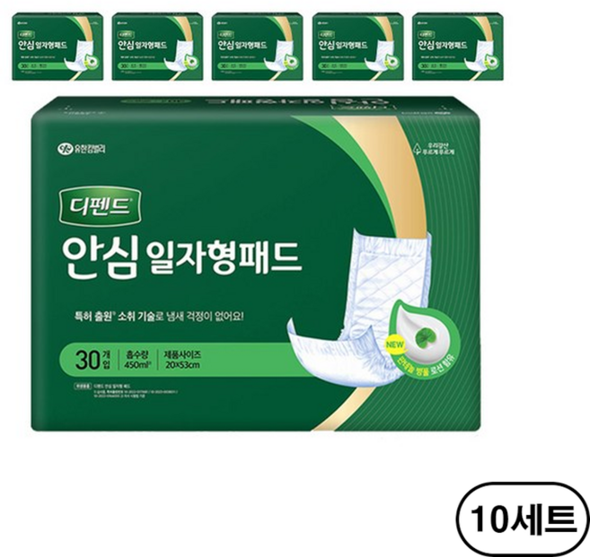 디펜드 남녀공용 안심 일자형 패드 성인기저귀, 30개입, 60개