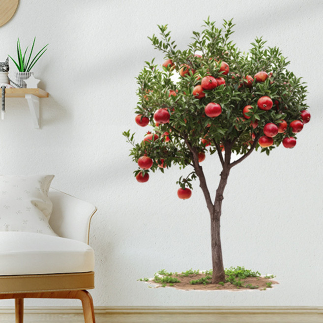 티큐 주방 거실 침실 카페 벽 데코 시트지 사과 나무 인테리어 스티커 P055