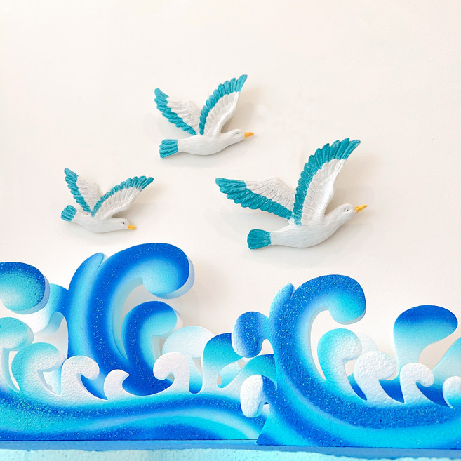 갈매기 3형제 모형 벽장식, 블루
