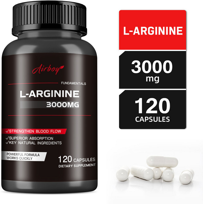 L-아르기닌 3000mg - 프리미엄 운동 테스토스테론 부스터 심장 건강 에너지, 1개, 60정