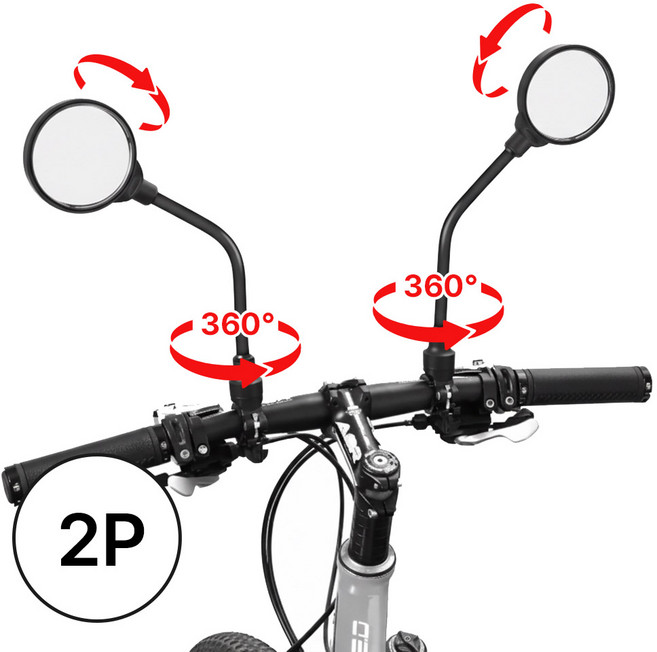 블레오 자바라 자전거 사이드미러 킥보드 바이크 백미러, 2개, 블랙