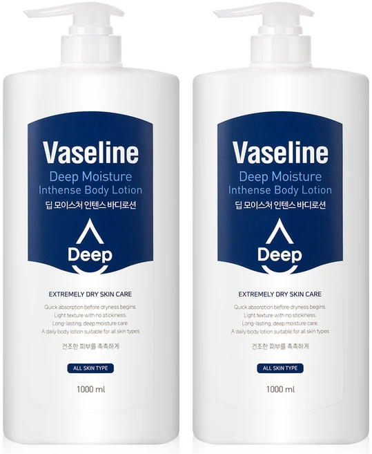 바세린 딥 모이스처 바디로션 1L 2개 고보습 바디크림 보습제 - 쿠팡