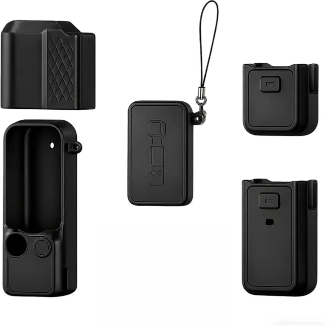 DJI Osmo Pocket 4용 실리콘 풀 바디 보호 케이스 렌즈 캡이 있는 마카롱 컬러풀 커버 긁힘 방지 액세서리, 01 유니버설, 01 중국, 06 black