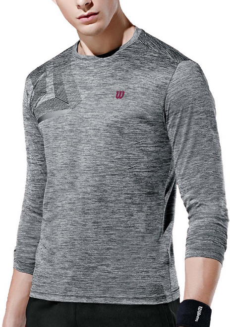 윌슨 남성 기능성 스포츠 긴팔 라운드 티셔츠