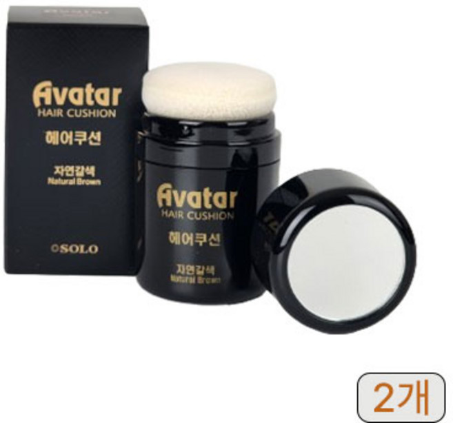 아바타 흑채 헤어쿠션 26g, 자연갈색, 2개