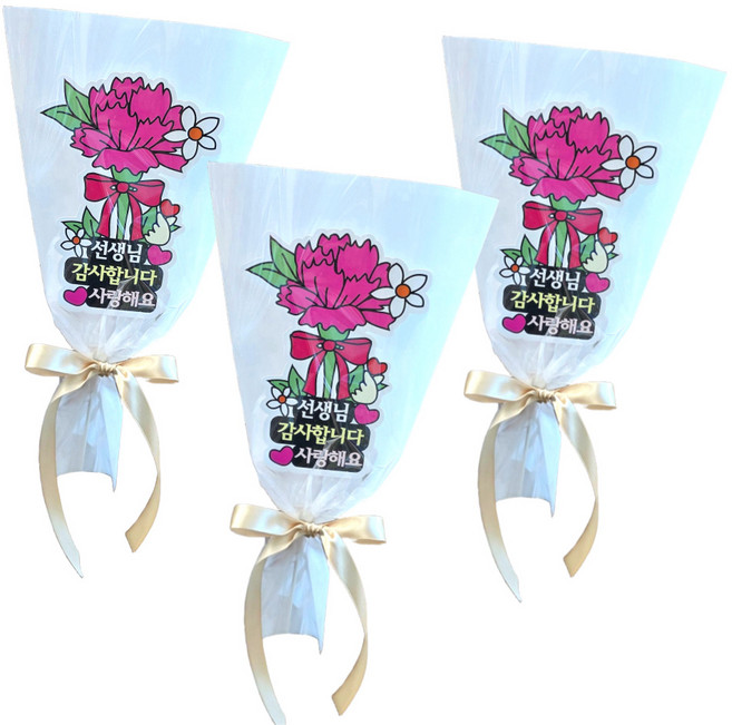 [란플라워] 유치원 어린이집 졸업식 선생님 선물, 3개, 카네이션 토퍼 꽃다발