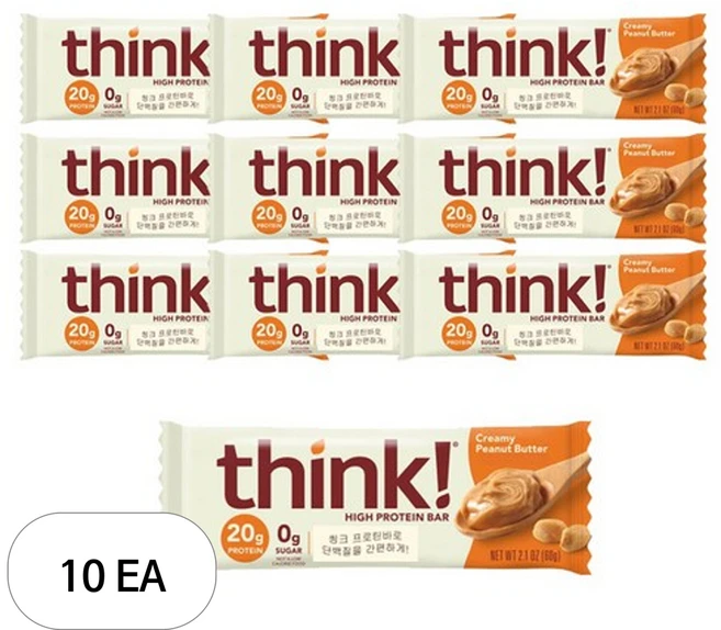 띵크 크리미 피넛버터 프로틴바, 10개, 60g - 쿠팡