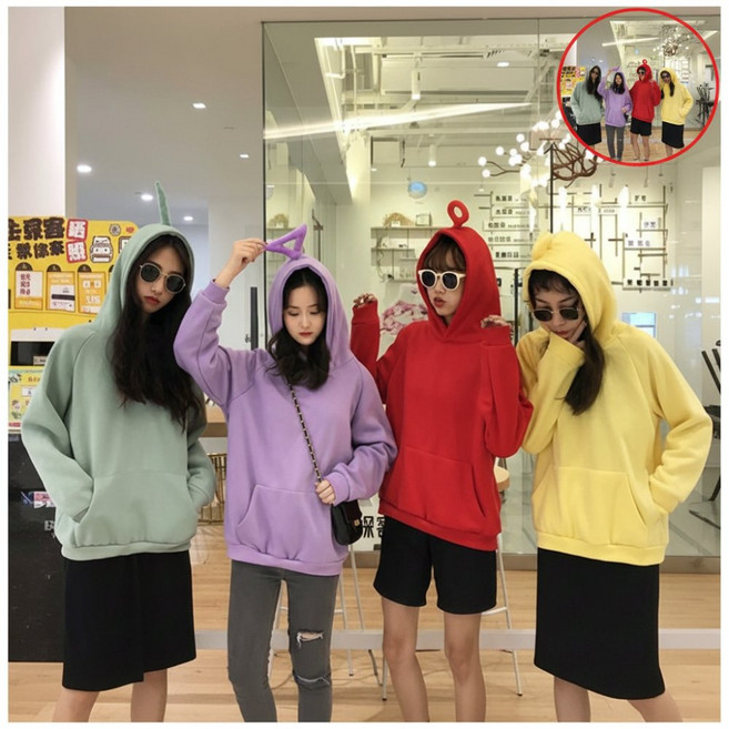 우정 후드티 졸업사진 반티 긴팔티 친구 파자마 겨울 텔레토비