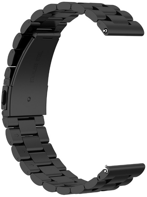 【三珠不鏽鋼】Garmin Venu 20MM 錶帶 彈弓扣 金屬替換錶環, 黑色, 1個