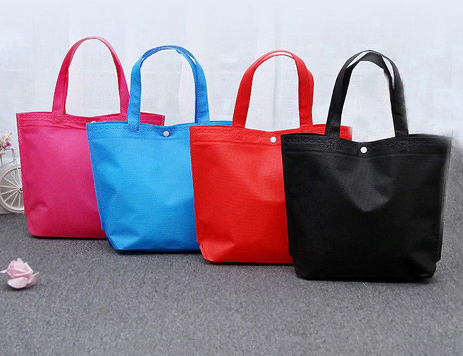 무지 컬러 부직포가방 쇼핑백 똑딱이 버튼 보조가방, 숄더가방 로즈 L SE02715, 1개, 로즈