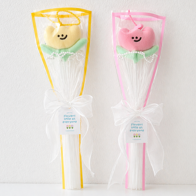 튤립 키링 인형꽃다발, 2개, 핑크+옐로우