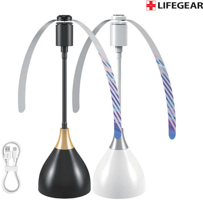 LIFEGEAR 파리 선풍기 플라이팬 2개 구성 파리퇴치기 음식 파리쫒기 회전식 날개 시장 생선 조류 과일가게 마트 파리쫓기 피크닉 바베큐 파티용 날파리 쫓기 회전풍차, 블랙