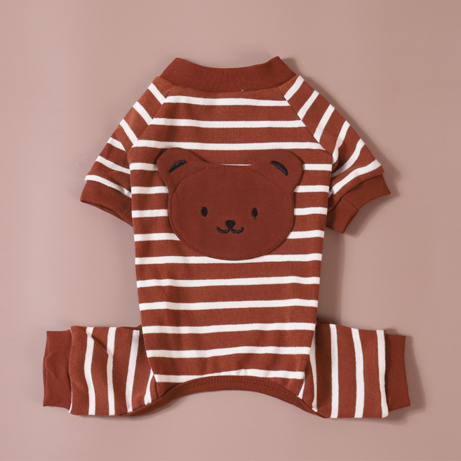 강아지 올인원 내복 실내복 올인원 강아지옷 동물얼굴, AL056BR, 1개