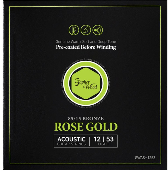 고퍼우드 로즈골드 어쿠스틱기타 코팅현 기타줄 세트, 1개