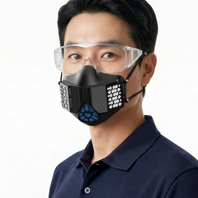에어맥 익스트림 마스크 방진 1급 숨쉬기 편한 필터교체 밸브형 경량방진 마스크 입체형 산업용, 블랙, 1개