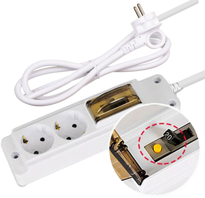 현대일렉트릭 고용량 멀티탭 누전차단 콘센트 2구, 1개, 화이트, 1.5m