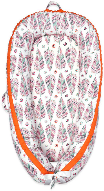 便攜式嬰兒牀中牀可拆洗寶寶睡覺小牀新生兒仿生牀全脫卸設計, 印第安羽毛