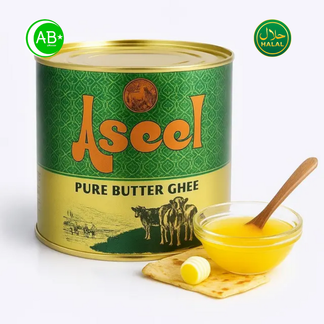 Aseel Pure Butter Ghee 100% Cow Milk UAE 아실 퓨어 버터 기 100% 우유 UAE, 1.6L, 3개