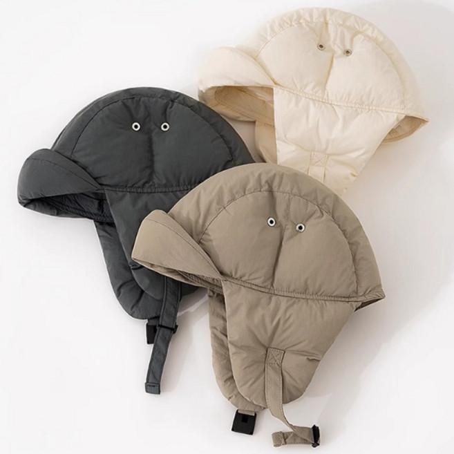 [어반굿즈] 남녀공용 초경량 귀달이 패딩모자 캠핑 낚시 방한 겨울모자