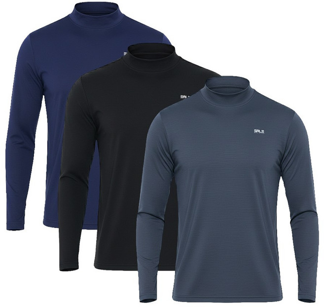 3종세트 기능성 남성 피치 기모 반목티셔츠 빅사이즈 기능성 긴팔티 베이직 반목티