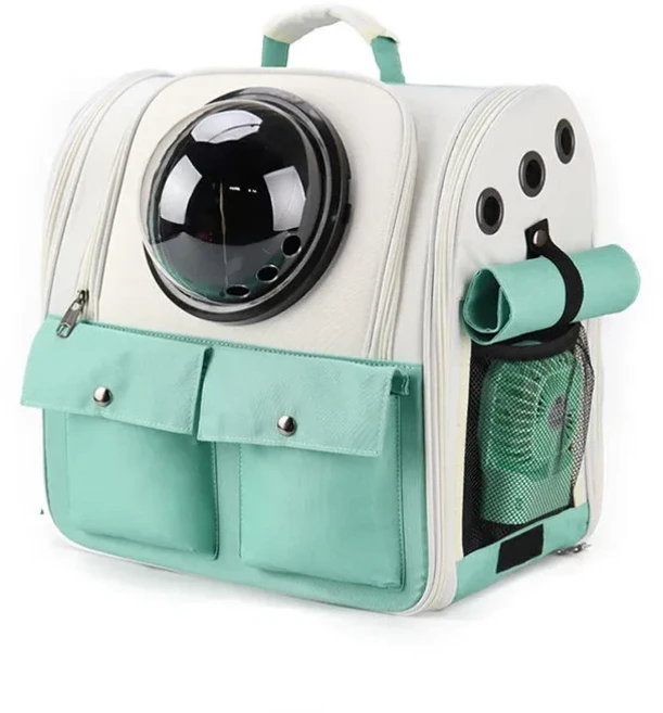 반려동물 투명 우주선 백팩 고양이 백팩 강아지 이동장, 1개, 라이트블루