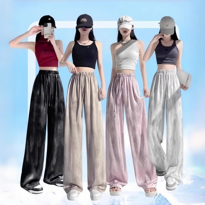 여름 여성 쿨링 팬츠 캐주얼 데일리룩 빅사이즈 루즈핏 바지 와이드팬츠