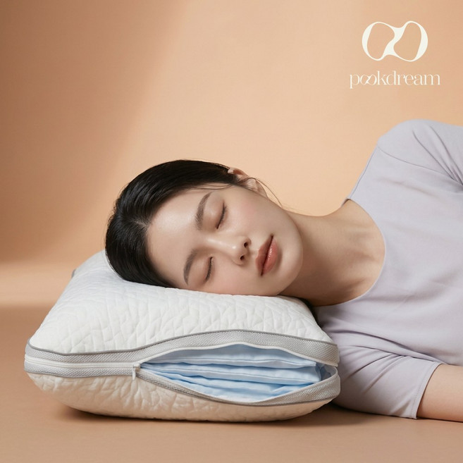포옥드림 높이조절 경추베개 + 베개커버 세트 메모리폼 높은 낮은 시원한 맞춤, 1개, 화이트