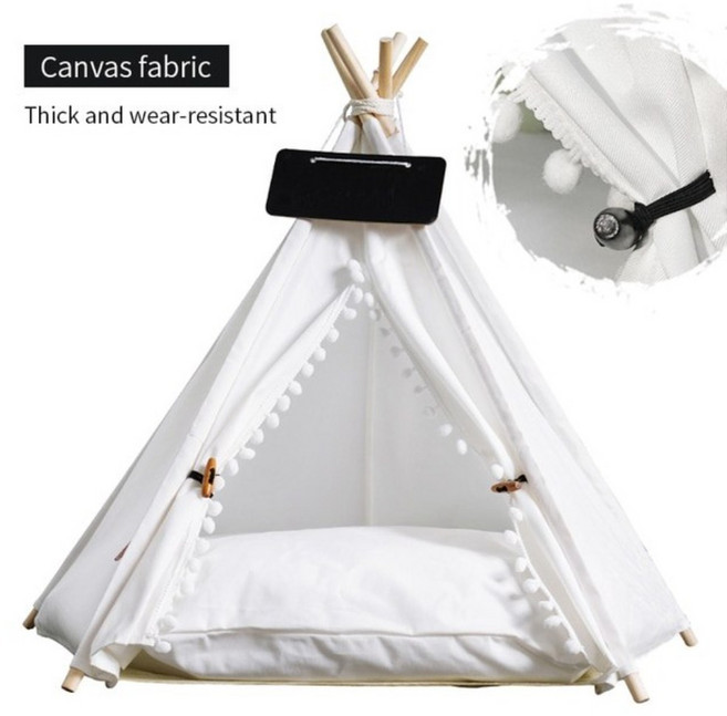 강아지소파 애완 동물 천막 개집 고양이 휴대용 이동식 텐트, 1개, D.흰색 캔버스 - 공