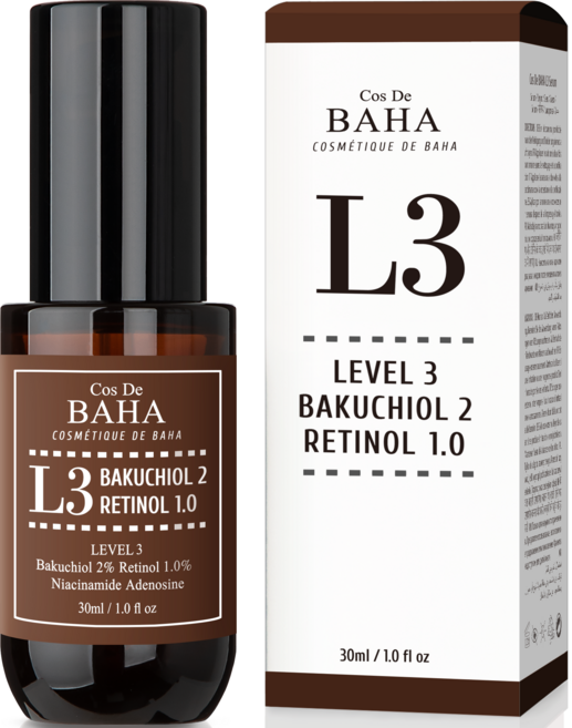 코스드바하 L3 레티놀 바쿠치올 비타민A 미백 주름 탄력 모공 앰플 세럼, 1개, 30ml