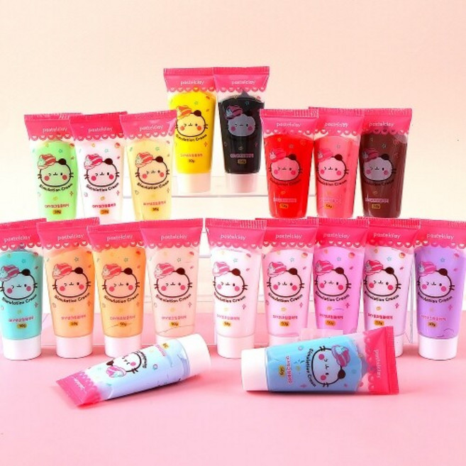 컬러 데코덴 생크림 클레이 50ml 23색 휴대폰 케이스 꾸미기, 2 라이트 핑크   W-10-152