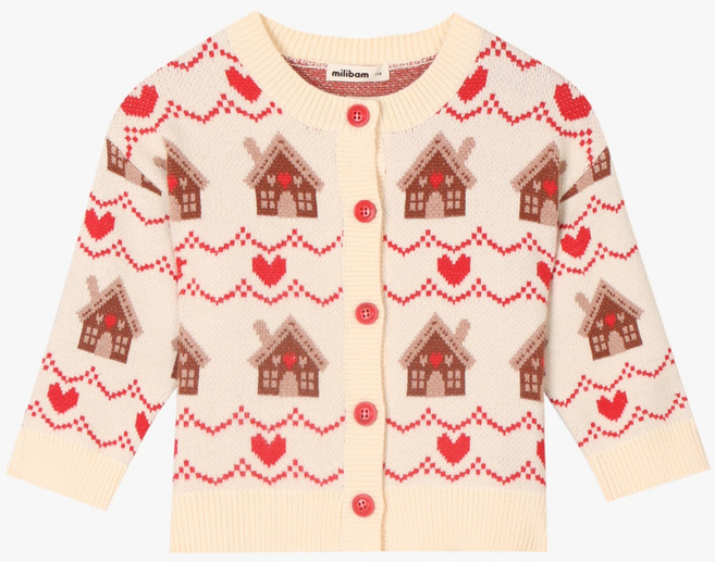 [밀리밤] 여아꾸안꾸@@데일리로 입기 좋은 활용도 좋은 @@깜찍 발랄@@크리스마스 어린이집@@ 홀리데이 라운드넥 가디건 MLCK24N2G_쇼핑점