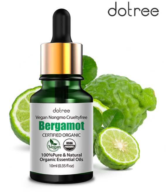 도트리 100% 유기농 비건 아로마 에센셜 오일 원액 베르가못, 1개, 10ml
