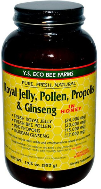 YS Royal Jelly 로얄 젤리 꽃가루 프로폴리스 인삼 꿀 195 Fl Oz 액상, 면역력강화 YS 로열제리 꽃가루 프로폴리스 인삼이 함유, 1개
