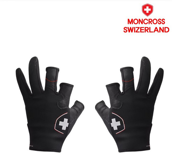 몽크로스 프리미엄 낚시장갑 3컷 노컷 루어장갑, 1개, 블랙