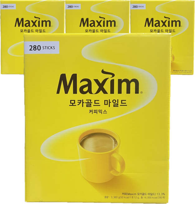 맥심 모카골드 마일드 커피믹스, 4개, 280개입, 12g