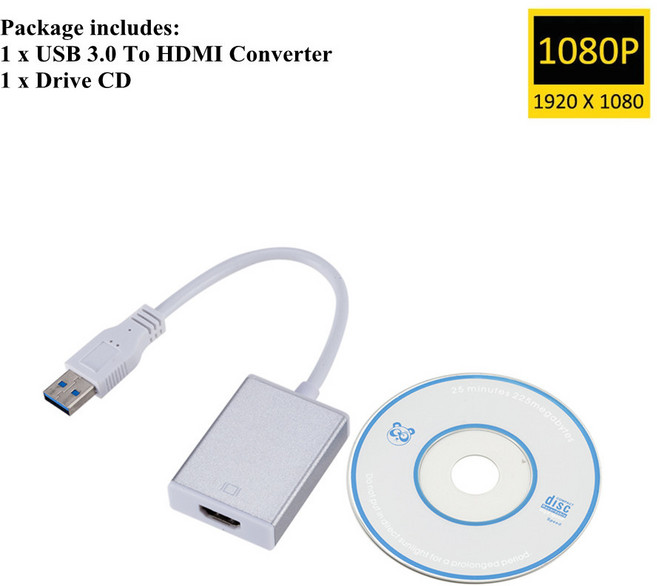 미디어컨버터 광컨버터 HD 휴대용 USB 3.0-HD 오디오 비디오 어댑터 컨버터 케이블 고속 5 Gbps 윈도우 7 8/10 PC용 1080P 60HZ, [02] WHITE