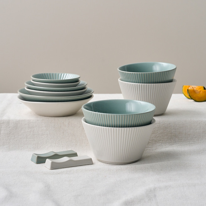 [모던하우스 인천점] 플레어 2인조 홈세트 12P 화이트그린 -[CA3226002]