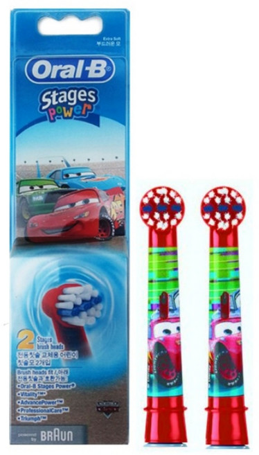 HS 오랄비 전동 칫솔모 리필 키즈 리필모 어린이 리필2입 남아용, 1개