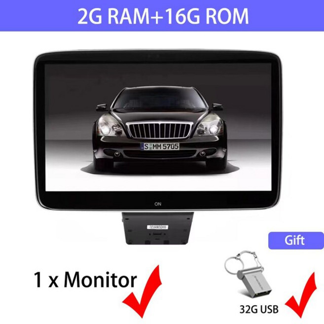 안드로이드 10.0 비디오 플레이어 4K HD 자동차 TV 화면 헤드레스트 모니터 포함 메르세데스 벤츠 GLS GLE, 01 2GB RAM