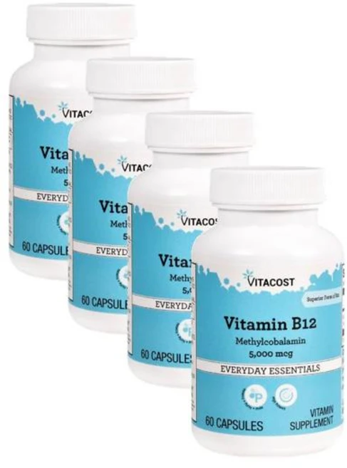 비타코스트 활성비타민 B12 메틸코발라민 5000mcg 캡슐 Vitacost Vitamin B-12 Methylcobalamin, 4개, 60정 - 쿠팡