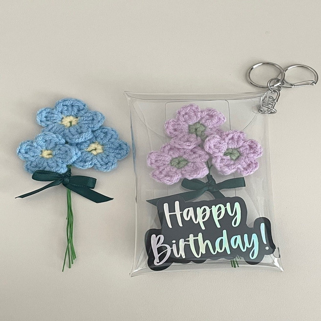 소담소담블랙라벨 꽃다발 키링 선물 메세지, 1개, 퍼플-너의모든날을응원해