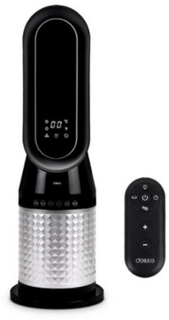 델루체 날개없는 리모컨 PTC 온풍기 팬히터, 블랙, DLH-R770NK