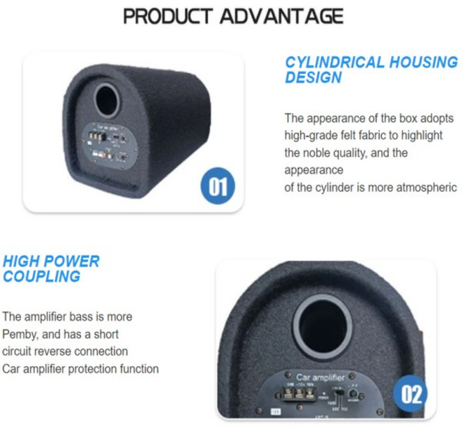 액티브 터널 서브우퍼 자동차 스피커 사운드 시스템 앰프 드라이브 음악 오디오의 리듬 수정 10 인치 12V, 01 10 inch