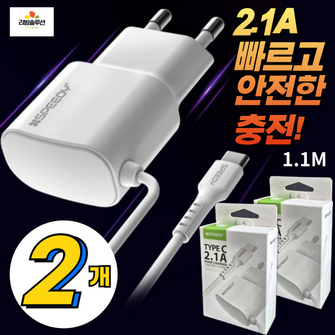 리빙솔루션 C타입 일체형 충전기 ( 2개 ), 흰색