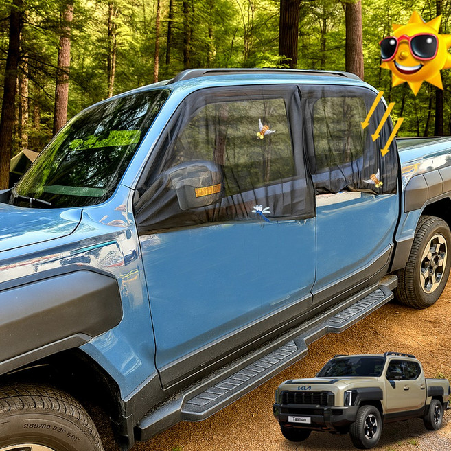 벤비아믹스 기아 타스만 호환 차박 모기장 세트 앞 뒤 창문용 캠핑 차크닉 햇빛가리개 낚시 쉼터 00362