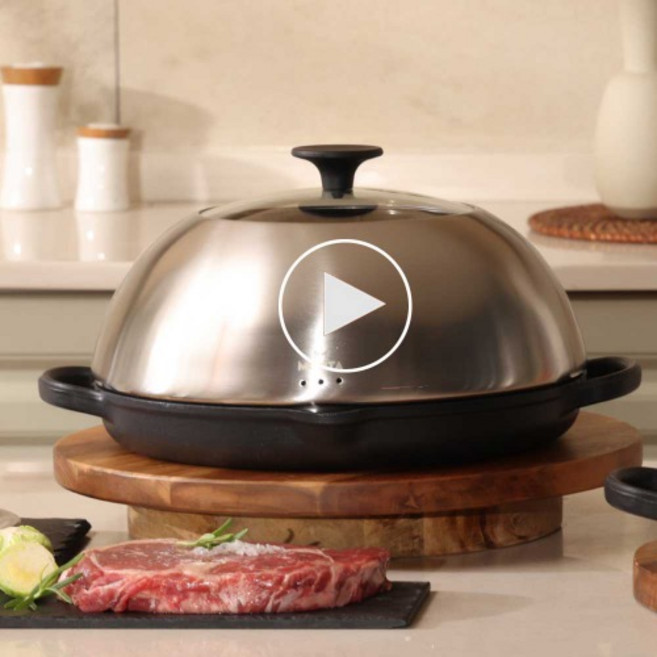 무쇠장인 수제 돔 그릴 인덕션 사용 불판 고기불판 그릴팬 생선구이팬 구이 1세트, 1개