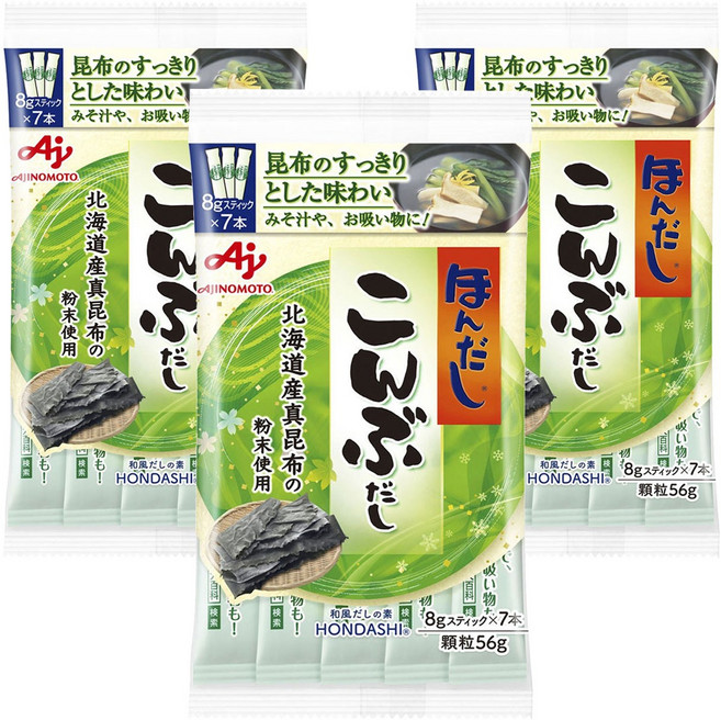 아지노모토 혼다시 다시마 육수 스틱 7개입, 56g, 3개