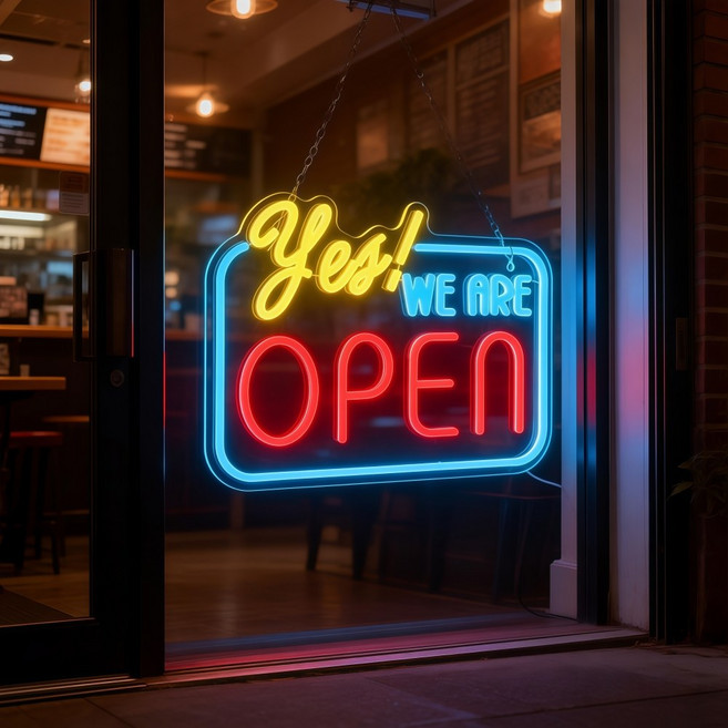 LED 네온 가게 영업 중 OPEN 간판 USB 포트 40x30cm 카페 슈퍼마켓 식당 디자인 방수 에너지 절약 밝기 조절 가능, 혼합 색상