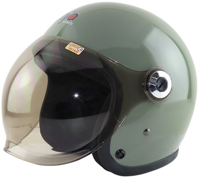 ninja 復古 3/4 罩式泡泡鏡安全帽, 草綠